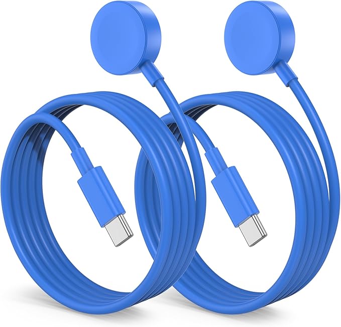 2Pack for Apple Watch Charger Cable, 3FT USB C to Magnetic Wireless Fast i-Watch Charging Cord [Portable], Compatible with iWatch Series Ultra/9/8/7/6/SE/SE2/5/4/3/2 - Blue