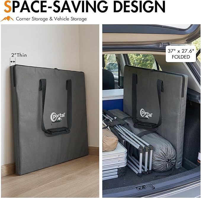 Portal Camping Table with Expandable Tabletop, 37" to 51.2" Adjustable Length Aluminum Folding Table, Large for 2-6 Person, Design with Storage Mesh & Carry Bag for Car Camping, Backyard, Tailgating