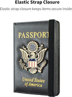 Passport Holder and Card Slot Combo RFID Blocking Leather Travel Passport Wallet for Men and Women US Passport Cover, Black