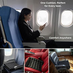 Inflatable Airplane Seat Cushion – Travel Seat Pad for Long Flights, Comfortable Air Travel Cushion with Built-in Thumb Pump for Quick Pressure Relief