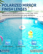 Swim Goggles, Polarized Adult Swimming Goggles Bungee Strap No Hair Pulling Anti-fog Pool Goggles for Men Women