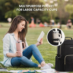 LOVEVOOK Laptop Backpack for Women with Pouch Pocket for Large Capacity Cup,18 Inch Teacher Nurse College Work Backpack Purse,Waterproof Laptop Bag Computer Back Pack for Travel,Black+Wicker pattern