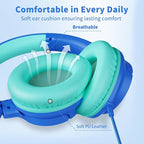 Botesty Sound Wired Headphones with Microphone, Over Ear 3.5mm Plug in Headphones with 4.9ft Tangle-Free Nylon Cord for Tablet, Laptop, MP3/4, School, Airplane Travel (Blue)