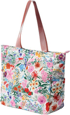 ESVAN Original Floral Tote Bag Large Shoulder Bag with Multi Pockets for Gym Travel Beach Daily Bags