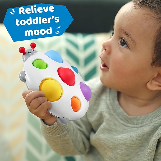 LiKee Fidget Popper Sensory Baby Toys for 10+ Months, Christmas Stocking Stuffers Push and Popping Busy Board, Montessori Toys for 1+ Years Old, Airplane Car Travel Toy for Toddlers 1-3 Stress Relief