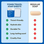 FOMIN - Antibacterial Paper Soap Sheets Tin for Traveling - 300 Variety (Unscented, Orange, Lemon) Portable Travel Hand Soap Sheets, Dissolvable Mini Camping Hand Soap for Hand Washing and Camping