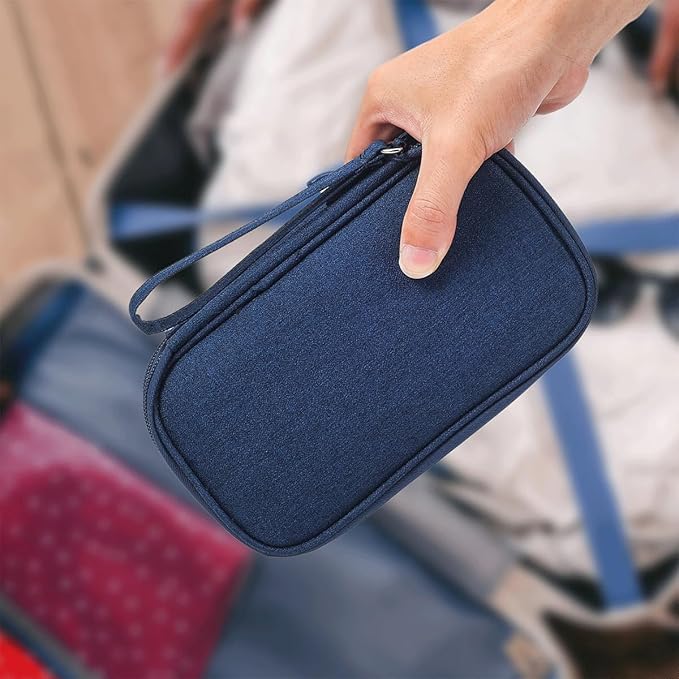 CAAORDKSO Electronic Organizer Travel Cable Accessories Case, Organizer Bag, Accessories Pouch for Cable, USB, Cord, Charger, Phone, Power Bank, Earphone (Navy Blue)