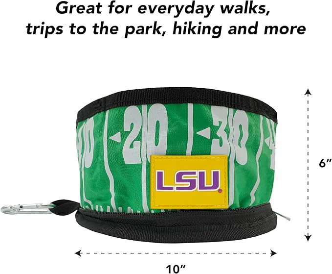 Pets First NCAA Michigan Wolverines Collapsible Dog Travel Bowl, Food and Water Bowl for Dogs & Cats. Lightweight Leak-Proof Pet Bowl for Travel with Football Field & Pebble-Grain Design