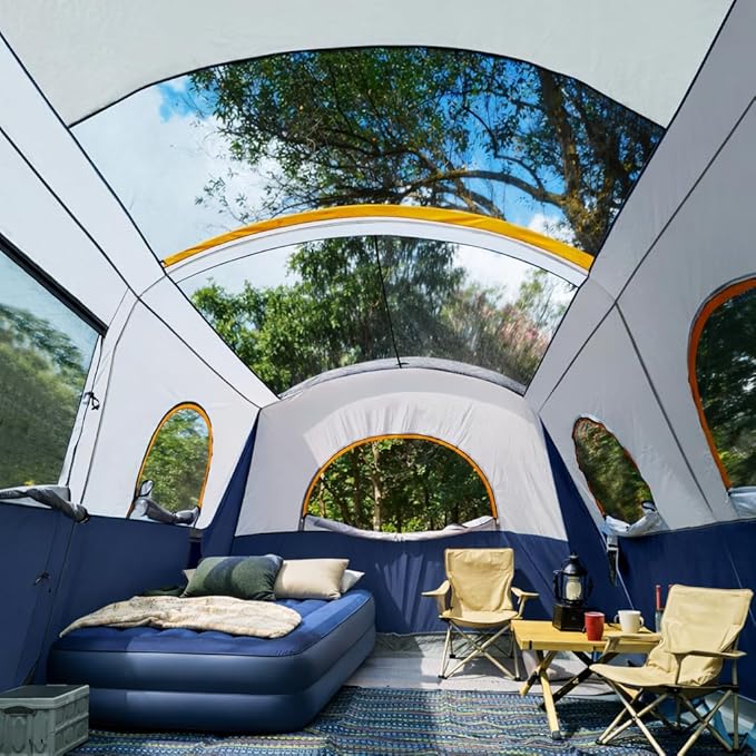 UNP Camping Tent 8 Person Waterproof Big Tunnel Tent with Screen Porch,Family Outdoor Large Tents for Camping 20' x 9' x 80in(H)