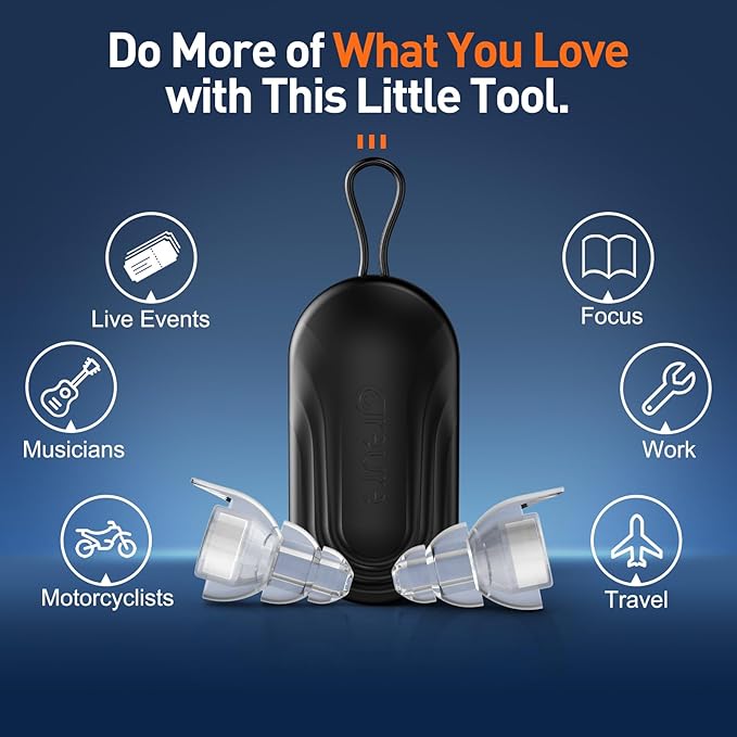 Reure High Fidelity Concert Ear Plugs, Noise Cancelling Silicone Ear Plugs 2 Pairs Great for Concerts Loud Music, Musicians, Motorcycles, Airplanes, Raves, Hearing Protection -23 dB