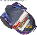 FlowFly Kids Backpack for Toddler Boys Girls, Simple Lightweight Bookbag for Daycare Kindergarten Elementary School Travel, Small Modern Bag (Large), Galaxy