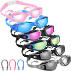 Flutesan 6 Pack Swim Goggles for Adult Anti Fog Swimming Glasses with Ear Plugs Nose Clip No Leaking Full Protection Goggles