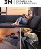AINOPE 240W Long USB C Cable Multi 4 in 1 Charging Cable Fast Charging C Type Charger Fast Charge USB to USB C,Right Angle Fit iPhone 17 16 15 Pro Max iPad Samsung 10FT Black