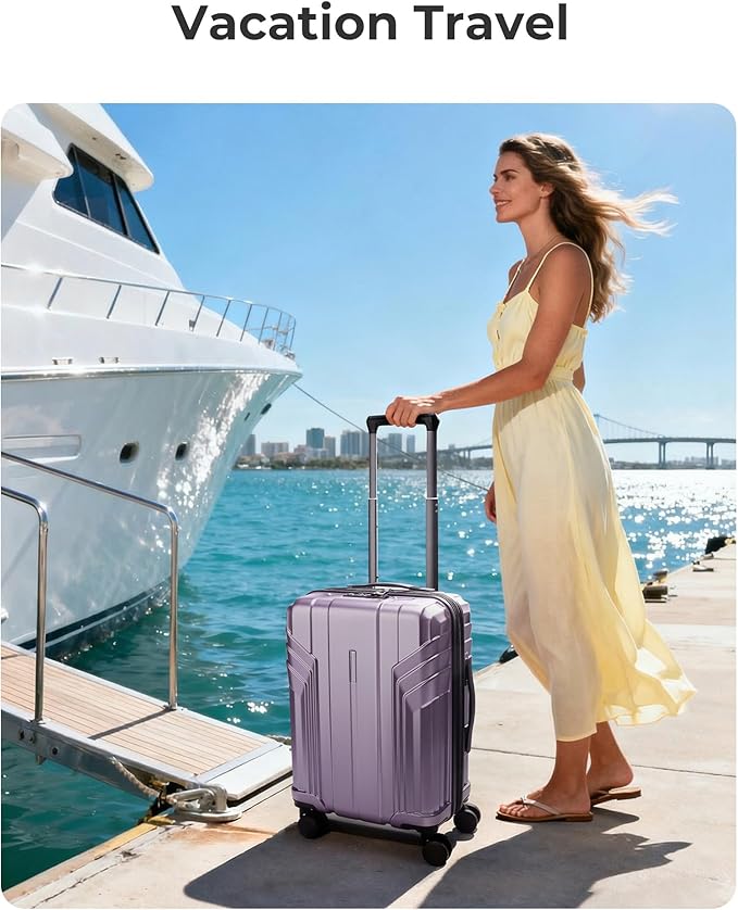 BAGSMART Expandable Carry On Luggage 22x14x9 Airline Approved, 20 Inch Travel Luggage with Spinner Wheels, Lightweight Hard Shell Suitcase Carry on Lavender Purple