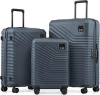 Coolife Luggage 3 Piece Set Hardside Upgraded Durable PC Lightweight Travel Suitcases with Dual Spinner Wheels & TSA Lock, 20'' Expandable Only (Navy, 3-Piece Set (20/24/28))