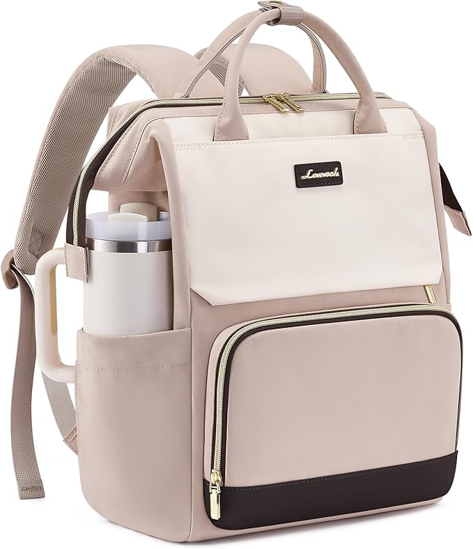 LOVEVOOK Laptop Backpack for Women with Giant Tumbler Holder Pocket, 17.3 inch Travel Work Bag Purse for Nurse Teacher, Waterproof Casual Daypack Bookbag for College Business