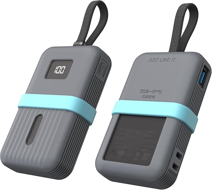Silicone Case for Anker Zolo Power Bank (10,000mAh 30W) A1680/A1688 Protective Cover with Lanyard Slot, Drop-Proof Dust-Proof Precise Cutouts for Daily Use & Travel (Gray)