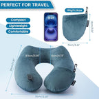 Keemall 2Pack Inflatable Travel Neck Pillow for Airplane Sleeping, Adjustable Blow Up Neck Support Air Pillow Traveling on Plane Long Flights Washable