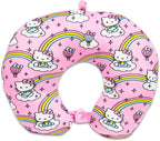 Hello Kitty Neck Pillow and Blanket Set - Bundle with Hello Kitty Fleece Blanket, Travel Neck Pillow, Stickers, Create a Face Activity Book, and More
