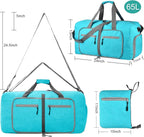 Dimayar 65L Travel Duffle Bag for Men Women - Foldable Duffel Bag with Shoes Compartment - Overnight Bags Waterproof & Tear Resistant(Mint Green)