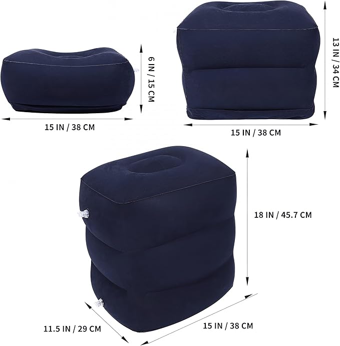 1pc Inflatable Foot Rest Pillow Air Travel Foot Rest Adjustable Height Airplane Under Desk Foot Rest