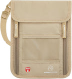 Alpha Keeper Neck Wallet, Travel Pouch For Passport Holder And Documents, RFID Blocking, Beige, Unisex Adult, Travelers, Adults