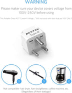 BESTEK India, South Africa Travel Plug Adapter, Grounded Universal Type D Plug Adapter India to US Adapter - Ultra Compact for India, Sudan, Pakistan and More, 3 Pack