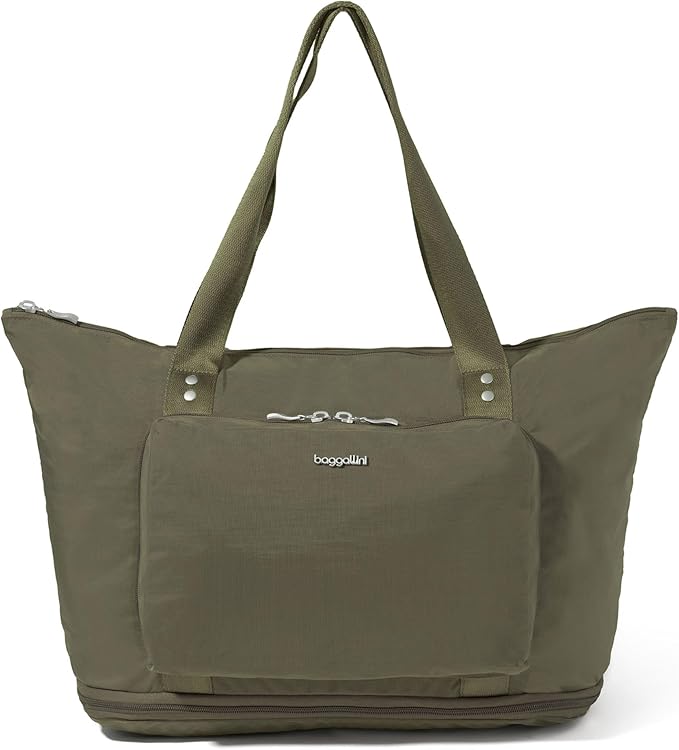 Baggallini Carryall Expandable Lightweight Travel Tote 22" Packable Folding Compact Nylon Washable Weekender w/Luggage Sleeve