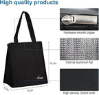 iknoe Insulated Lunch Bag for Women & Adults, 9L Foldable Wide-Open Cooler Bag with Pockets, Leakproof & Portable, for Picnic, Office, Beach(Plain Black)