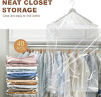 40 Pack Clear Garment Bags for Clothes, Gretchin,(Set of 40, 60x150cm), Clear Clothes Covers Plastic Garment Bags Dry Cleaner Bags Plastic Clear Dry Cleaning Bags for Hanging Clothes Storage