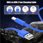 3-Pack Blue [3.3FT+3.3FT+6FT] USB A to USB C Cable, Compatible with iPhone 15/16, iPad, Samsung, MacBook, PS5 and More, Fast Charging, Carplay Cable