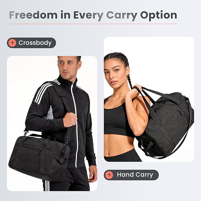 Small Gym Bag 14 Inch Duffel Bag for Women & Men,Waterproof Travel Sports Bags,Mini Gym Duffel with Bottle Holder,Foldable Lightweight Carry On Duffle-Black