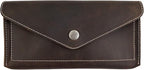 Hide & Drink, Full Grain Leather Large Female Wallet, Travel Organizer for Women, Vintage Money and Card Holder, Handmade, Bourbon Brown/White Stitching