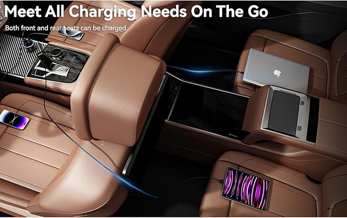 USB Car Charger, 2 Pack Cigarette Lighter USB Charger Aluminum Alloy Fast Charging Car Charger Adapter with Voltage Display Type C Car Accessories for iPhone 17 16 Samsung Galaxy Google iPad Android