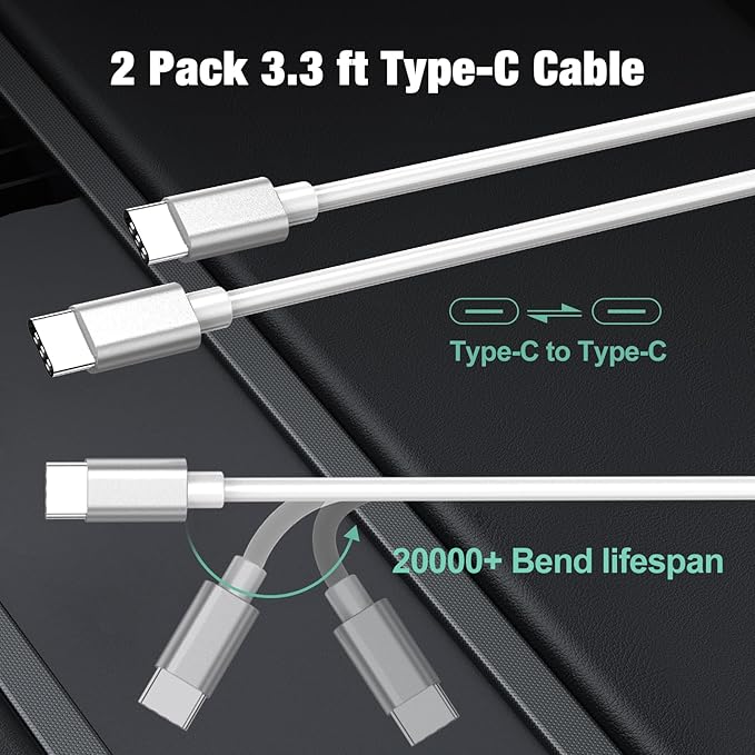 90W Car Charger USB C Fast Charge for iPhone 17 Pro Max/Air/17e/16 Plus/16e/15/iPad/MacBook Neo Phone Automobile Accessories, 2 Pack Dual 45W USBC Port Cigarette Lighter Adapter with 3.3FT Type C Cord