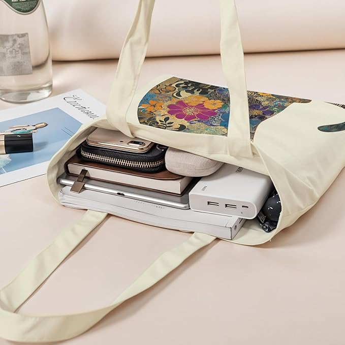 ANNA QUEEN Cat Tote Bag Shoulder Bag Handle Bag for Gym Yoga Picnic Beach Kitchen Reusable