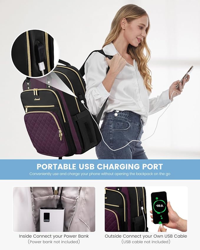 LOVEVOOK Laptop Backpack for Women with Separate Laptop Compartment, 17" Water Resistant Lightweight Daypacks for College Travel Work Business, Nurse Teacher Computer Bags