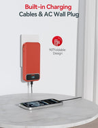 20000mAh Lightweight-Portable-Charger-Power-Bank with Built-in Cables and AC Wall Plug, PD20W USB-C Fast Charging Battery Pack, LED Display External Travel Phone Charger for All iPhone,Samsung,Android