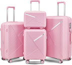 Hard Shell Luggage Sets 4 Piece with 360 Spinner Wheels,Lightweight Suitcase Set with TSA Lock,Travel Luggage Set with Telescoping Handle,Light and Strong,Easy to Clean (Pink 2)
