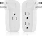 oviitech 3 Way Outlet Vertical Wall Tap Splitter Adapter with 3 Prong Plug for Behind Furniture, Hard Plastic,UL Listed,2PK…