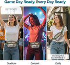 Veckle Clear Fanny Pack Stadium Approved - Plus Size 35-51 Inch Adjustable Strap Transparent Belt Bag for Women Men Fits 7.5" Smartphone, Crossbody Clear Bag for Stadium Events Sports Concerts, Green