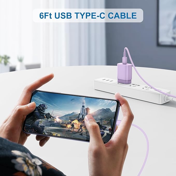 Type C Charger, 2 Pack 25W PD USB C Wall Charger Super Fast Charging Block & 6ft Android Phone Charger Cable for Samsung Galaxy S23 S22 S21 S20 Plus Ultra, Note 20 10 9 8/ S10 S9 S8 Pixel 6 5 4 Pro XL
