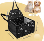 Dog Car Seat Foldable Dog Car Booster Seat Waterproof Breathable Oxford Travel Bag for Small to Medium Dogs, Puppies, and Pets-Pattern Black-Upgrade