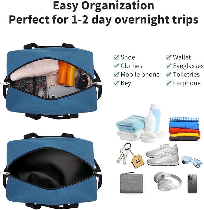 Apenze Small Gym Bag 14 inch lightweight Carry On Mini Duffel Bag for Travel Sport - Blue