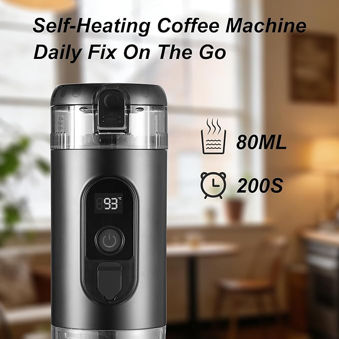 Portable Electric Espresso Machine Travel Coffee Maker 20 bar Mini Espresso Self-Heating Car Coffee Maker Compatible with Ground Coffee & NS Capsule for Camping RV Hiking Offic, Black