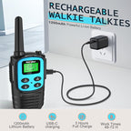 MaxTalker Walkie Talkies Long Range for Adult, MT10 Rechargeable Walkie Talkies FRS Two Way Radio, NOAA, 1200mAh Li-ion Battery USB-C Cable, LED Flashlight,VOX Walkie Talkie for Camping 2Pack (Blue)