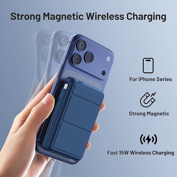 Azmuth for MagSafe Portable Charger, 10000mAh Magnetic Power Bank with 20W PD USB-C Fast Charging LED Display for MagSafe Battery Pack, Magnetic Travel Charger for iPhone 17/16/15/14/13/12 Series