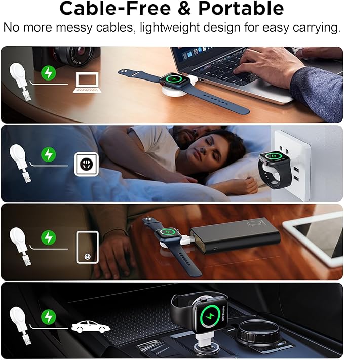 for Apple Watch Charger,Magnetic Portable iWatch Charger USB C&USB A Fast Wireless Charging Travel Watch Charger for iWatch Ultra2/Ultra/SE2/SE Series 10/9/8/7/6/5/4/3/2/1