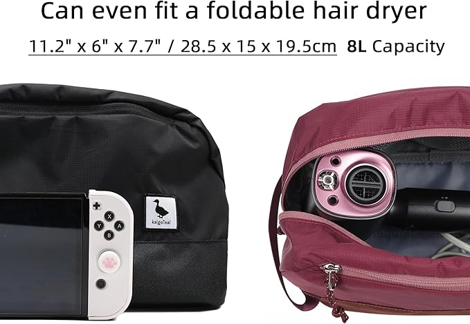 Travel Toiletry Bag 8L, Large Packing Cube with Waterproof TPU Wet/Dry Compartment