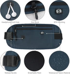 FuninCrea Waterproof Hidden Money Belt for Travel, Anti-Theft Belt Bag with RFID Blocking Function Adjustable Slim Waist Bag with 2 Zipper Pockets and 1 Back Pocket for Men and Women (Style l, Black)